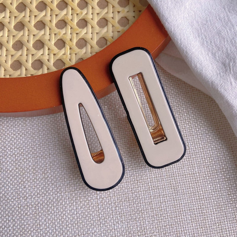 Korean Geometric Hair Clips - Elegant Gold Barrette Set