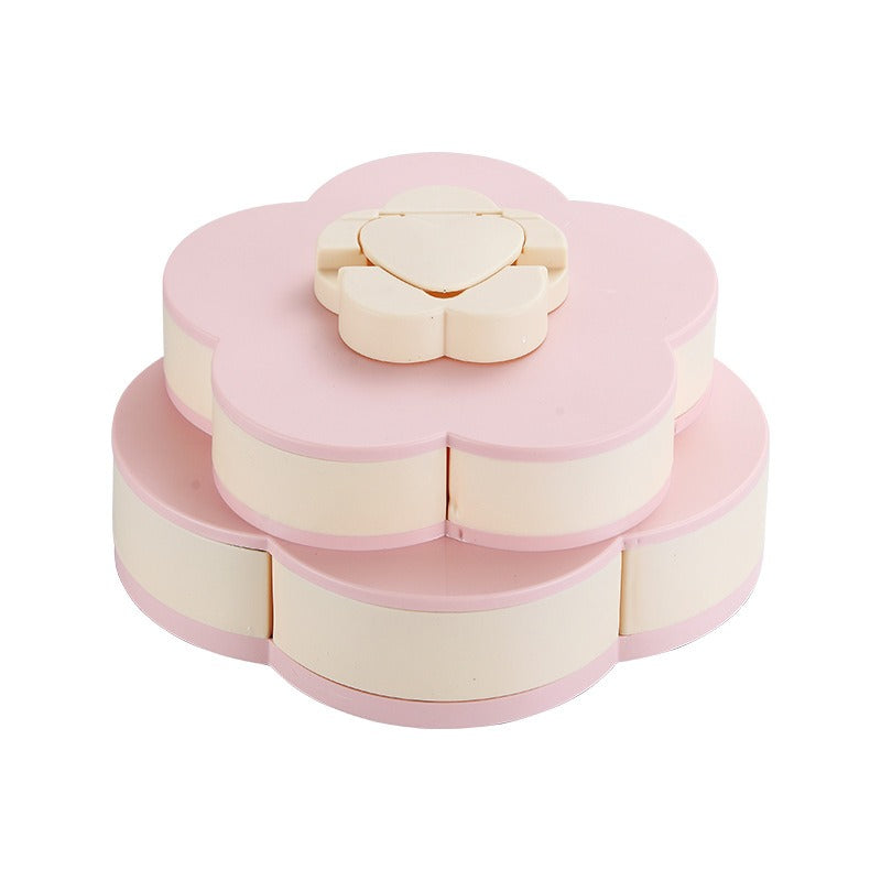 Lotus Rotating Dry Fruit Tray with Lid for Party Snacks