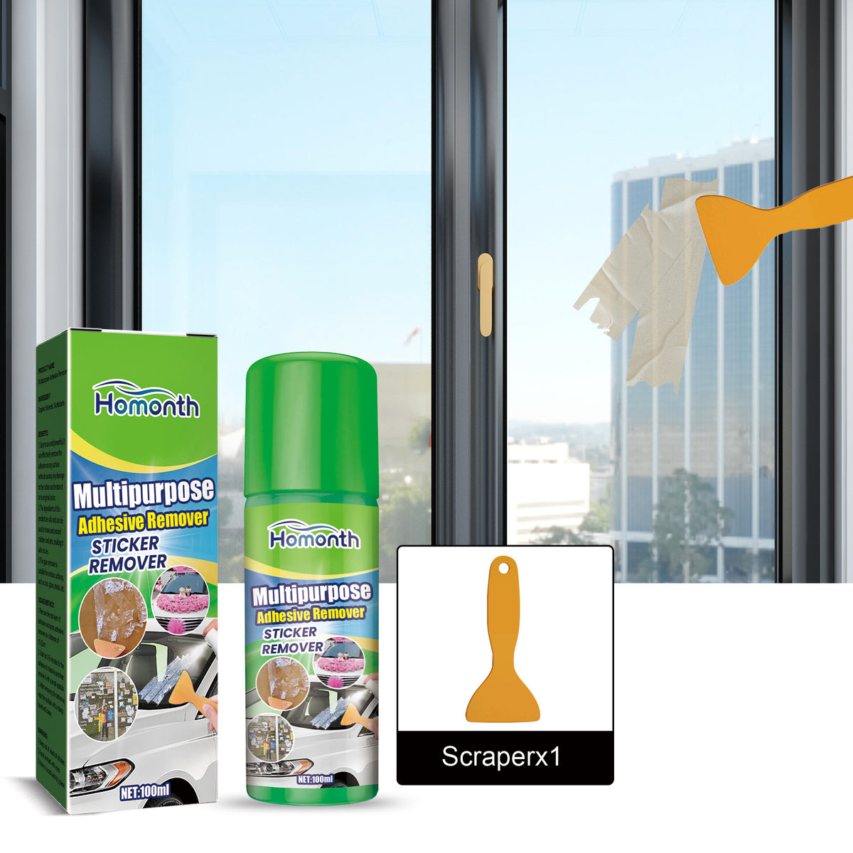Adhesive Remover with Scraper for Stubborn Sticker Residue