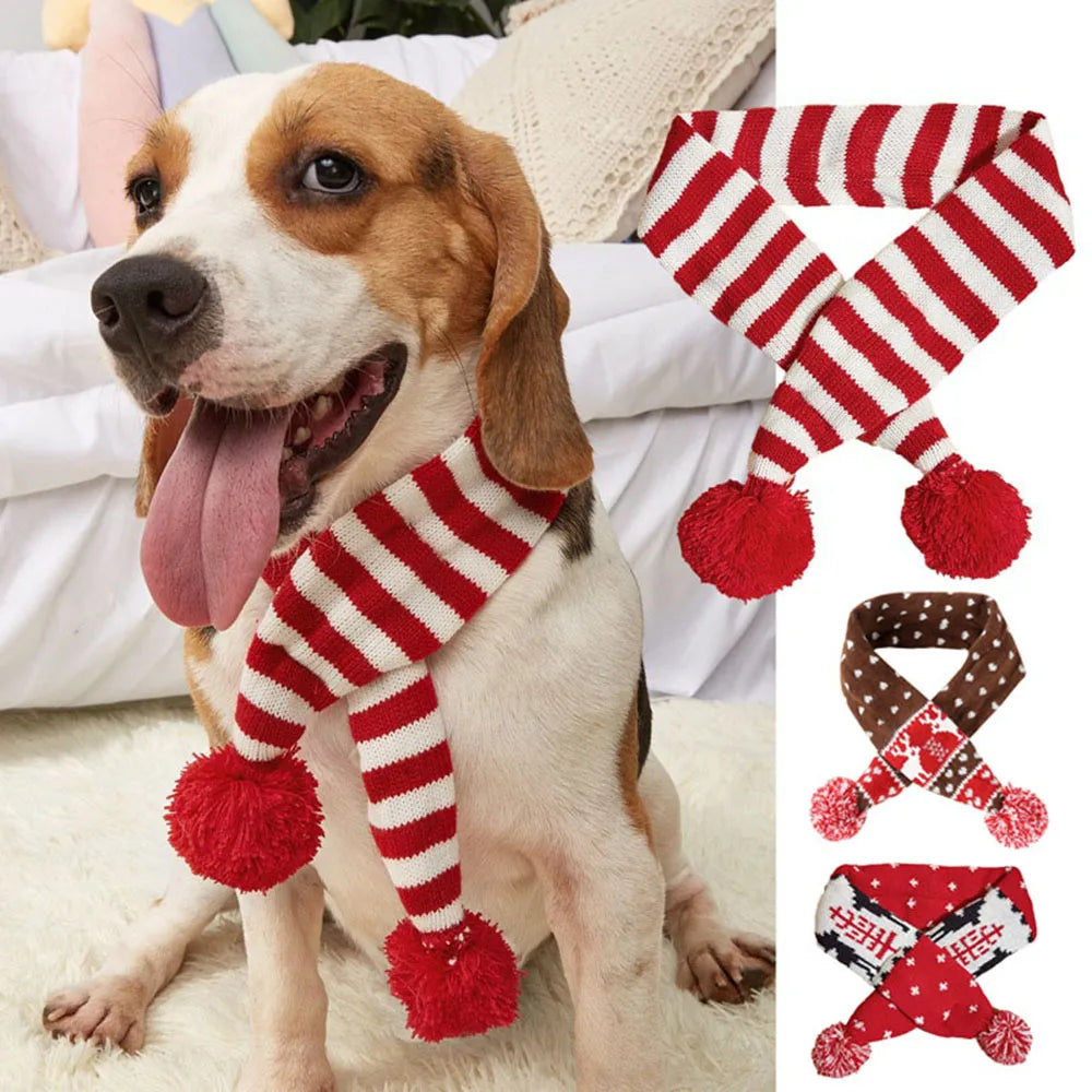 Christmas Dog Scarf – Festive Warm Knitted Pet Accessory