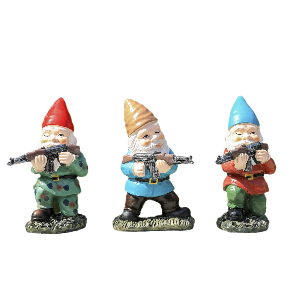 Funny Resin Garden Gnome Figurines, Trio of Winking Gnomes