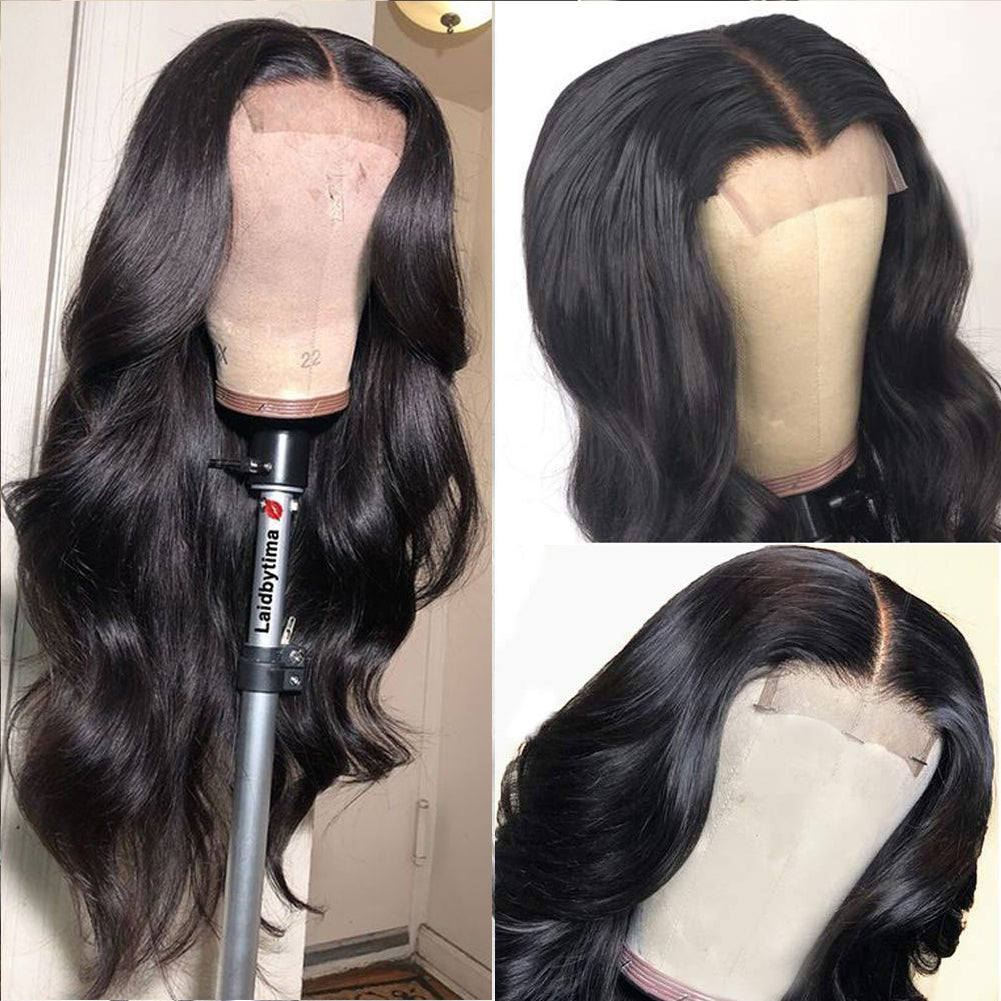 Long Deep Wave Synthetic Wig With Bangs | Glossy Volume