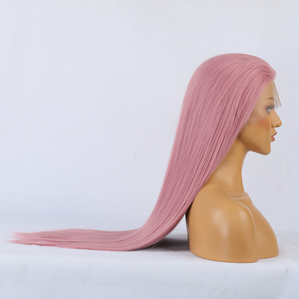 Synthetic Lace Wig: Long Ombre Pink Cosplay Style