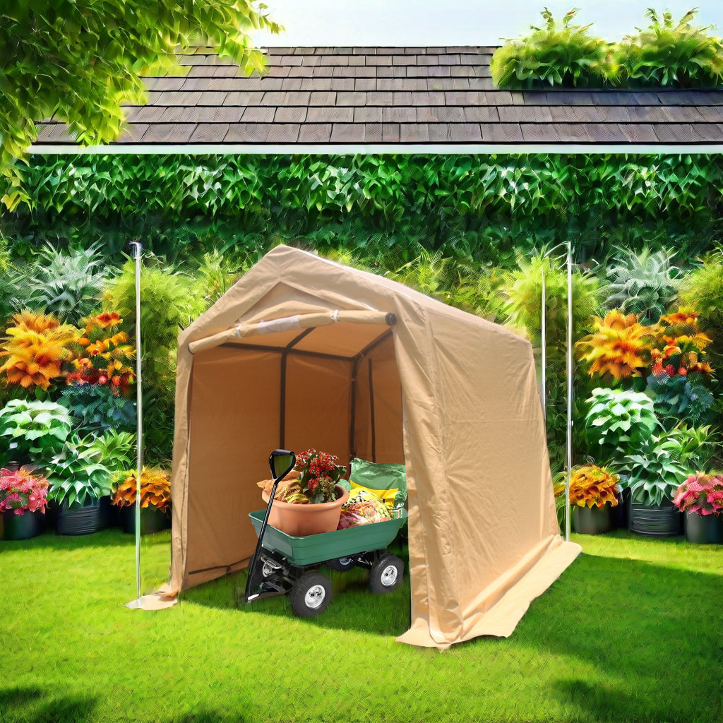 Portable Outdoor Storage Shelter 7x8 ft with Zipper Doors