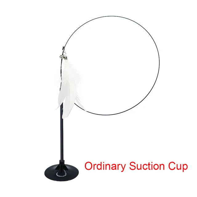Interactive Feather Cat Toy Wand with Suction Base