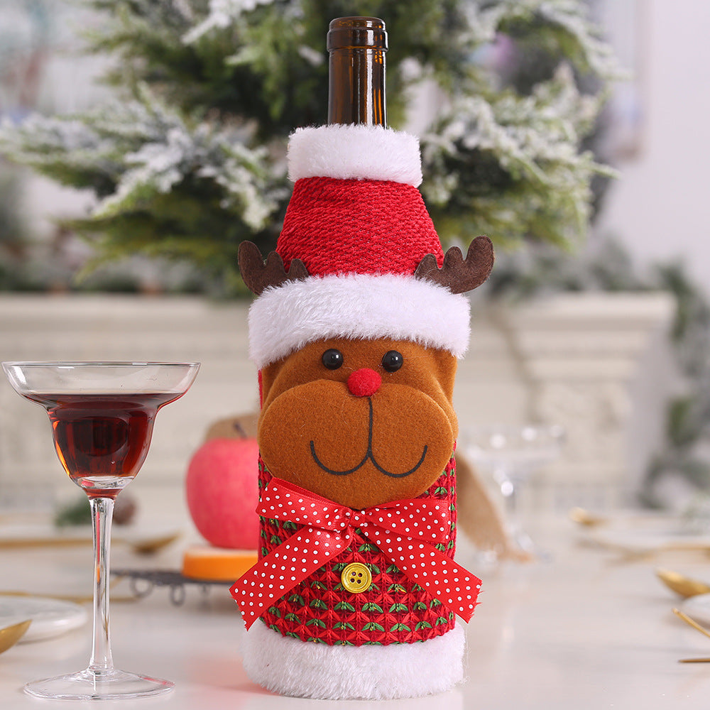 Christmas Wine Bottle Covers, 3-Piece Festive Set