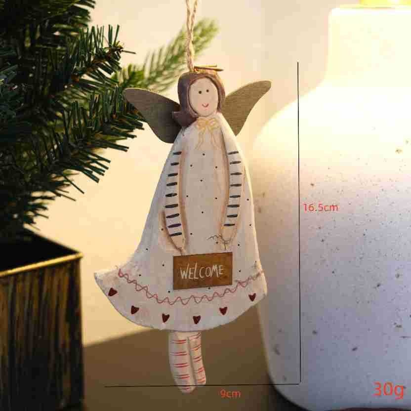 Christmas Angel Door Sign – Rustic Hand-Painted Decor