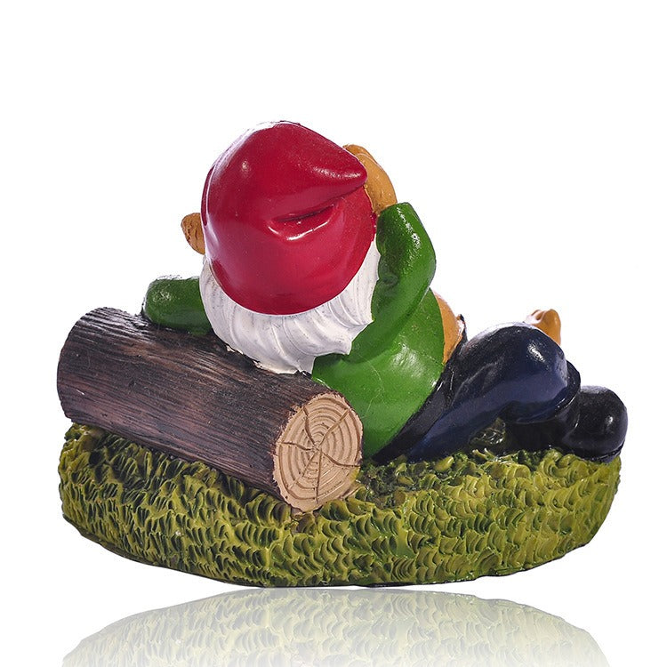 Funny Reclining Gnome Statue for Garden and Wine Lovers