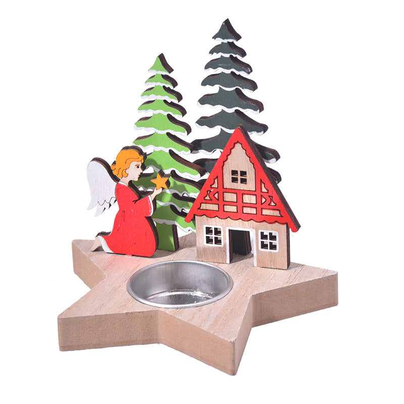 Christmas Wooden Candle Holder for Cozy Table Decor