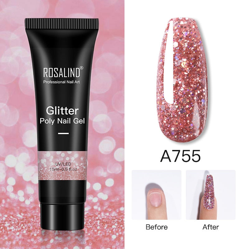 Glitter Poly Nail Gel Extensions for Salon-Style Sparkle