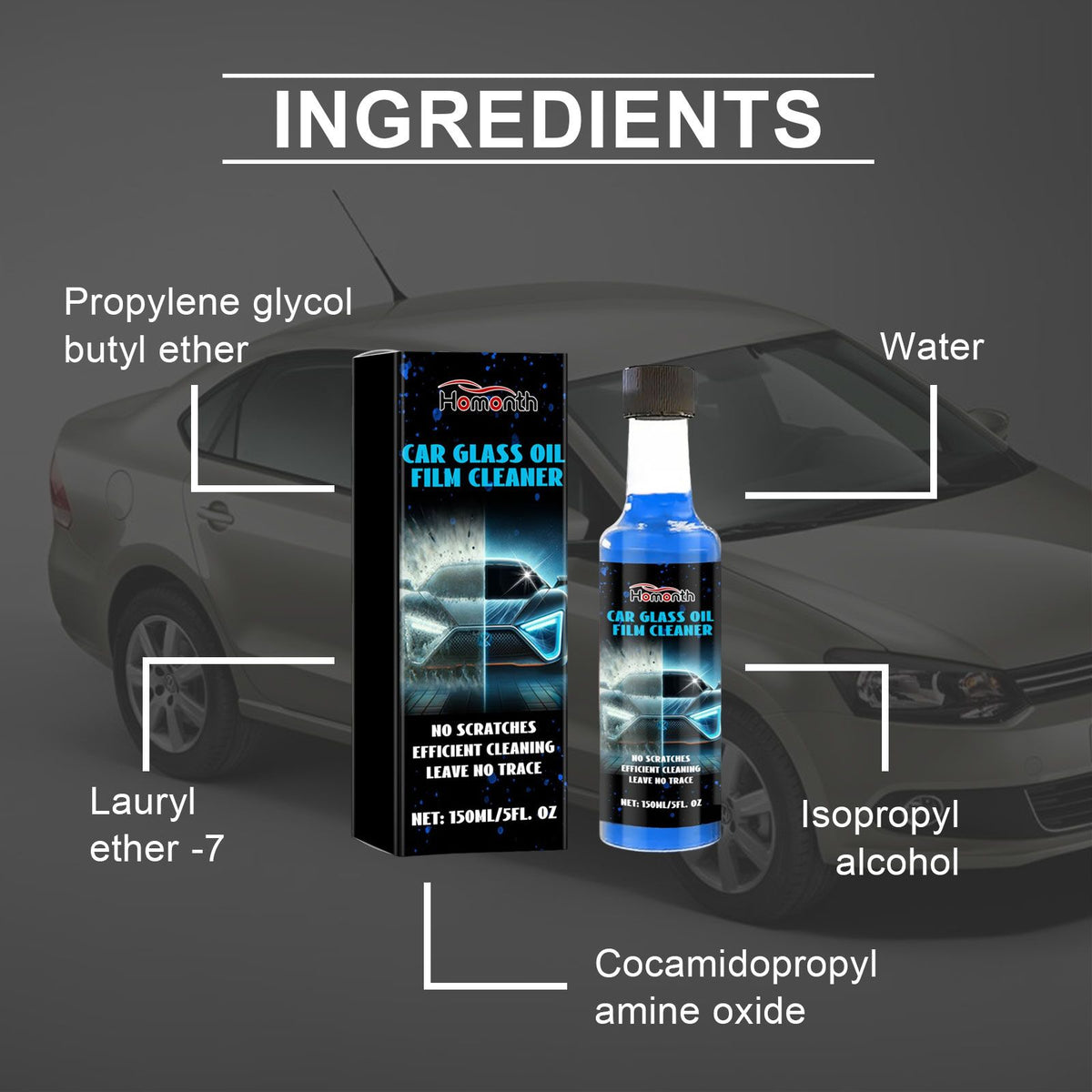 Car Glass Oil Film Cleaner for Streak-Free Clarity