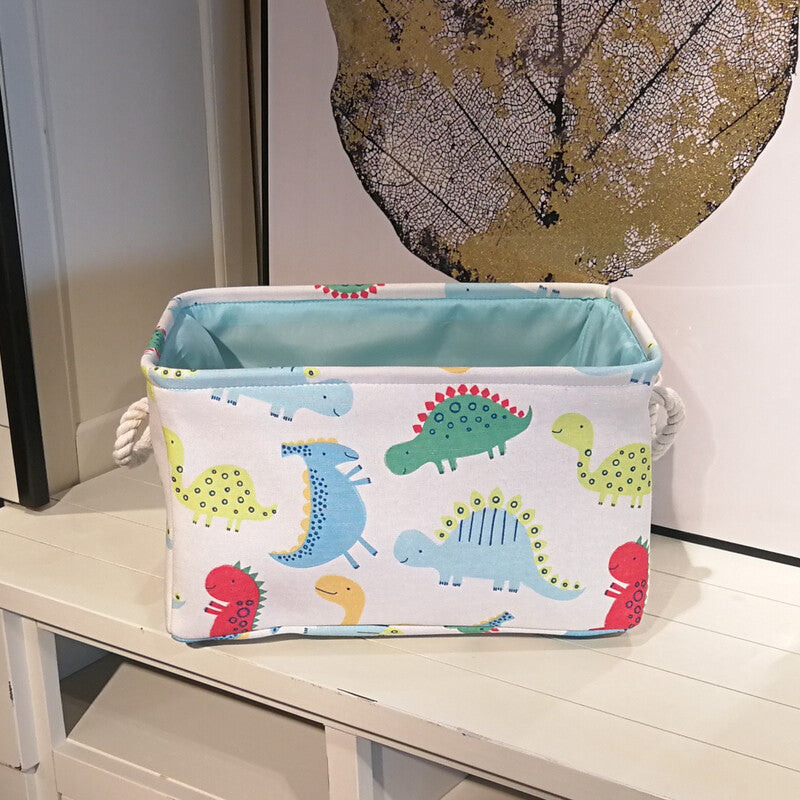 Foldable Dinosaur Canvas Toy Storage Basket for Kids' Room