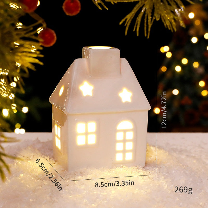 Nordic Ceramic Mini House With Warm Christmas LED Glow