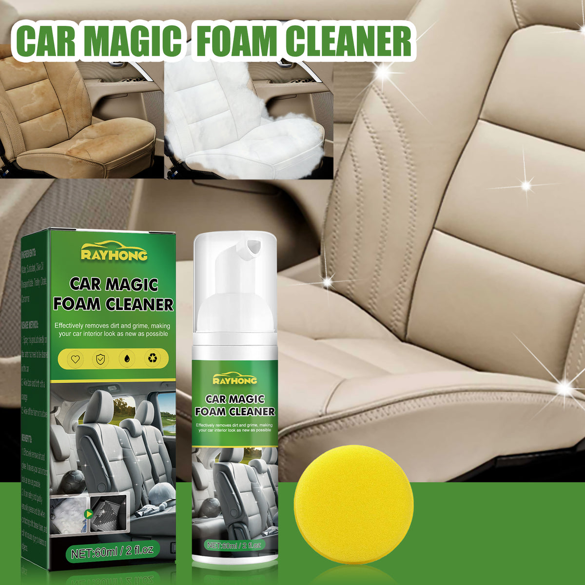 Car Interior Foam Cleaner for Stains, Grime & Dust
