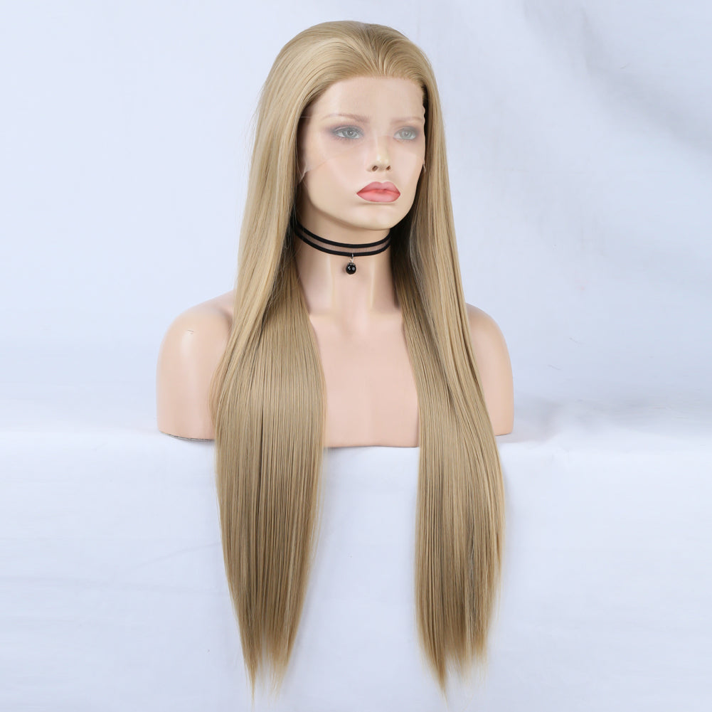 Lace Front Wig With Long Ombre Blonde Straight Hair