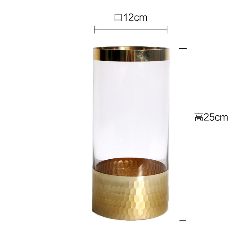 Modern Glass Vase With Textured Gold Base Centerpiece