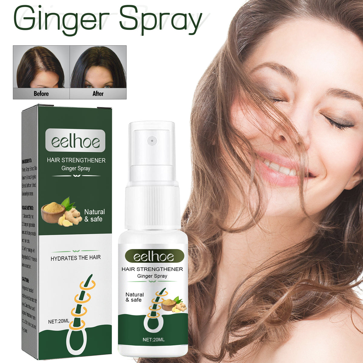 Ginger Hair Spray for Hydrated, Stronger-Looking Hair