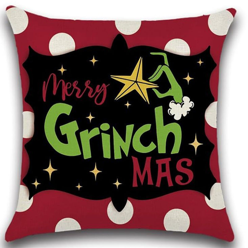 Christmas Pillow Cover – Grinch Holiday Sofa Decor
