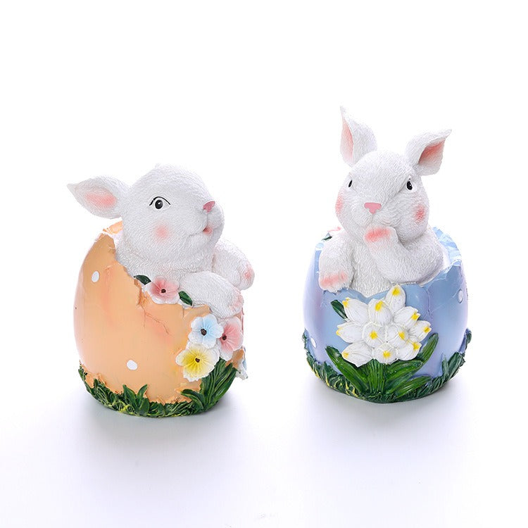 Hand-Painted Easter Bunny Resin Statue for Spring Decor