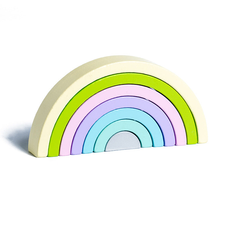 Wooden Rainbow Building Blocks for Color Learning Play