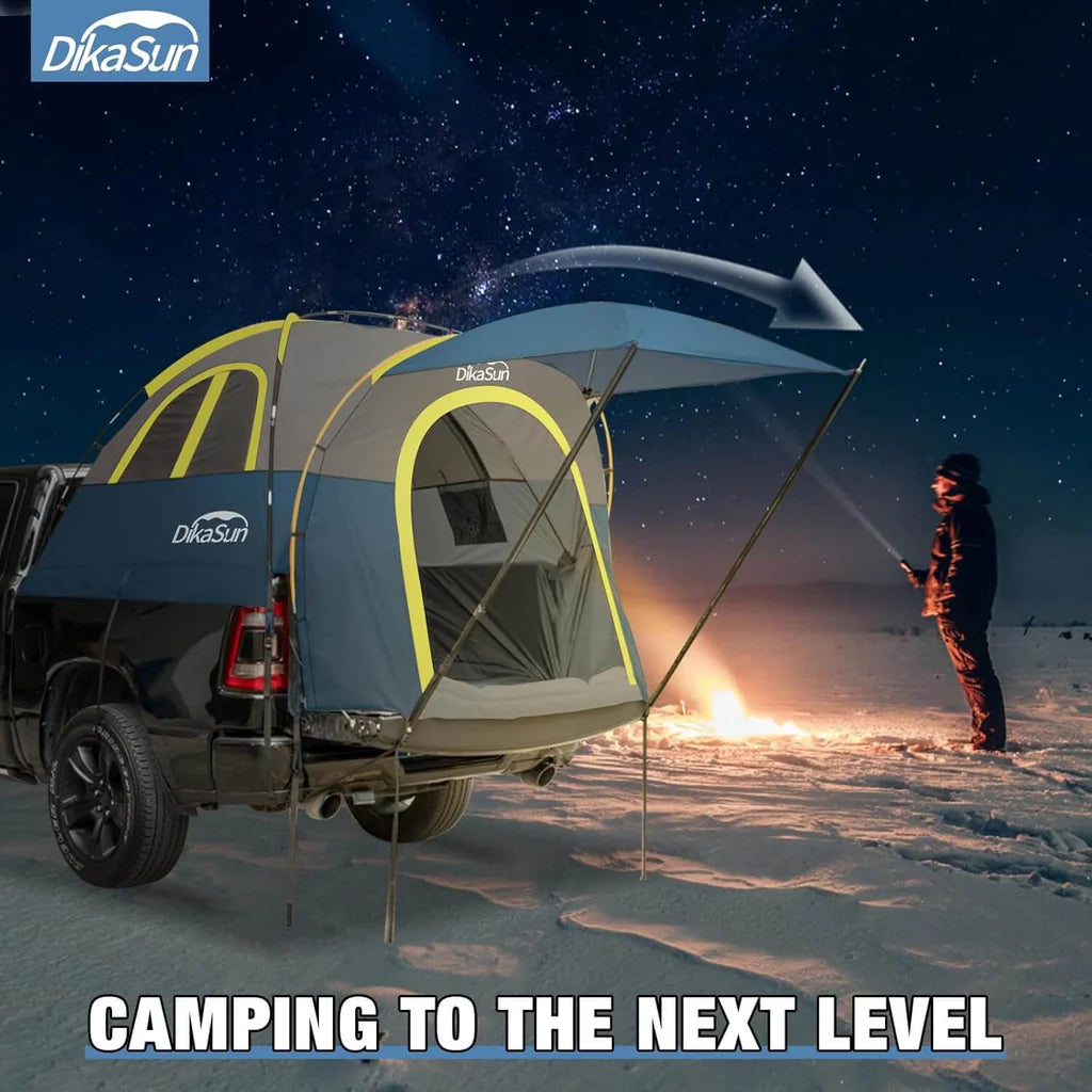 Pickup Truck Bed Tent with Awning & Waterproof Rainfly