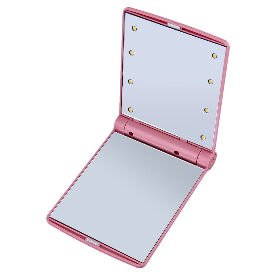 8-LED Compact Folding Mirror – Flawless Makeup Anywhere