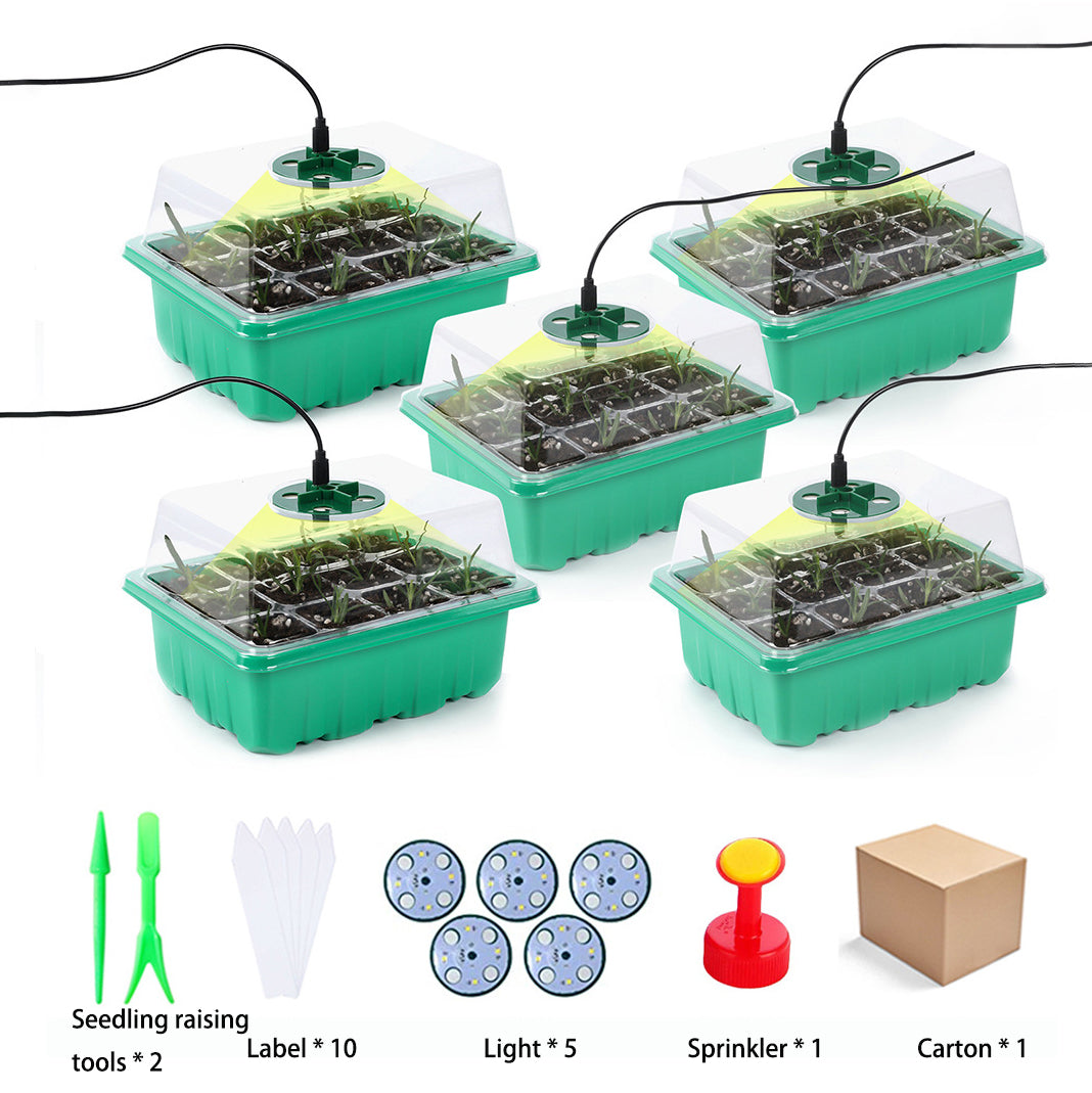 Seed Starting Tray Kit with LED Grow Lights & Domes