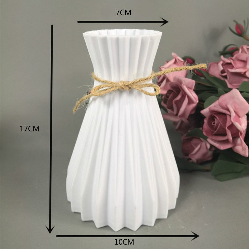 Unbreakable Plastic Vase Ceramic-Look for Dried Flowers