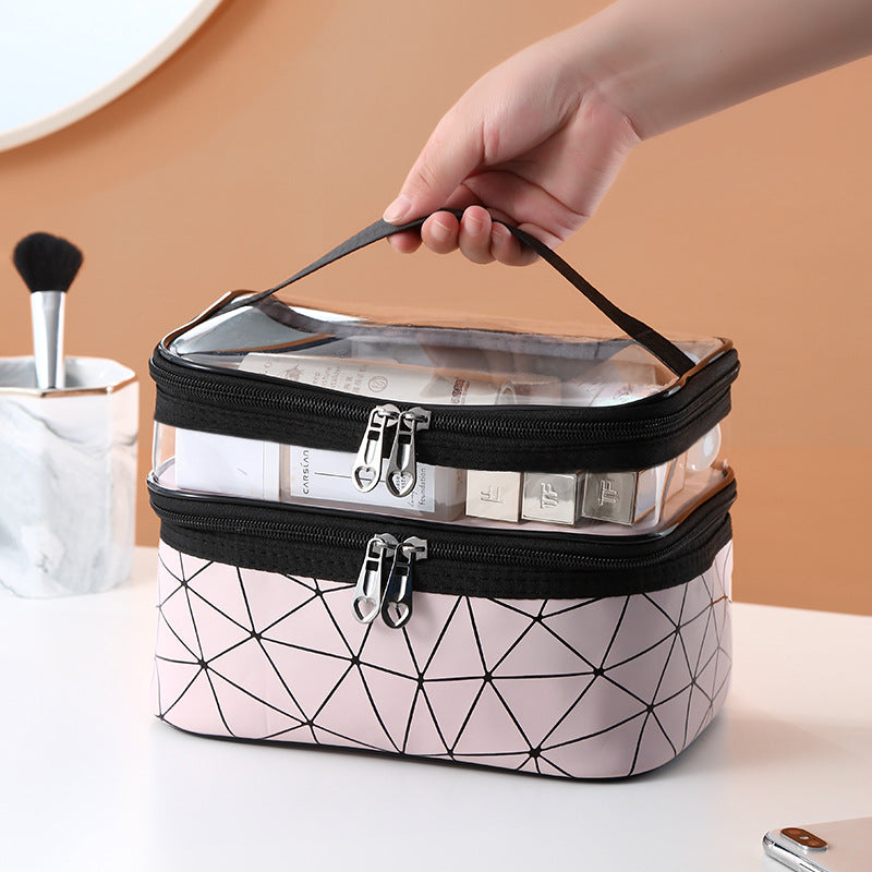 Double-Layer Waterproof Cosmetic Bag for Travel & Skincare