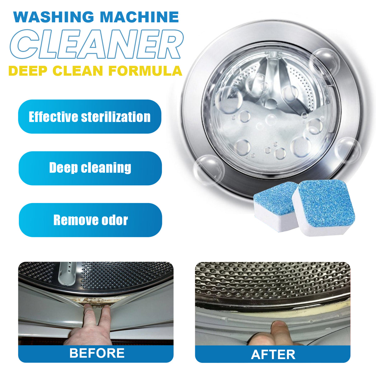 Washing Machine Cleaner Tablets for Deep Odor Control