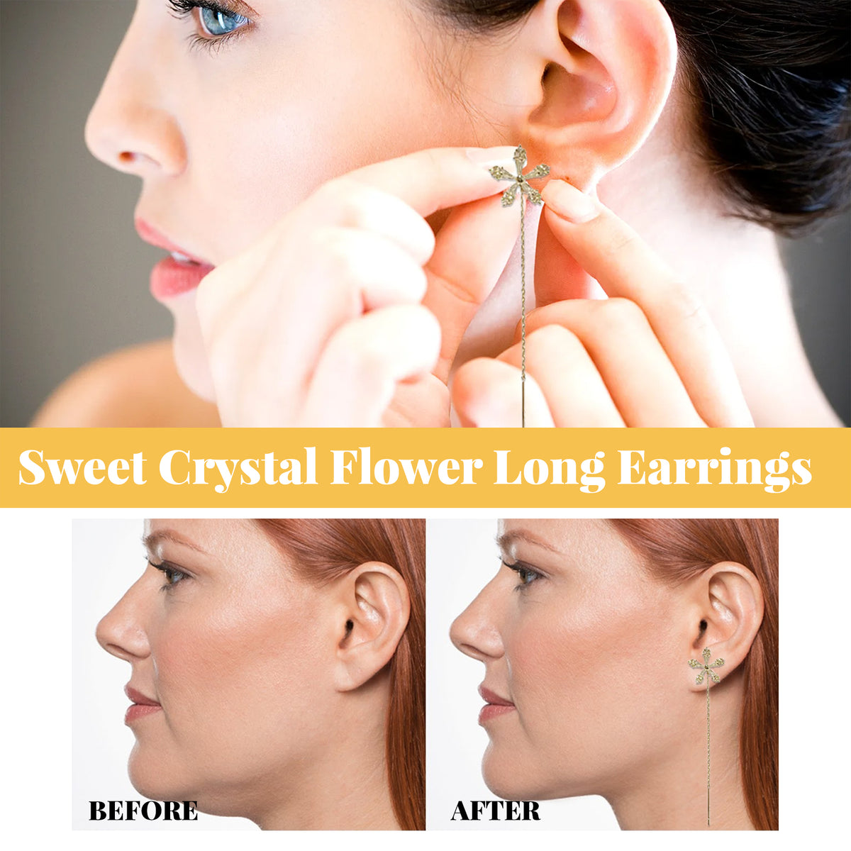 Flower Drop Earrings With Romantic Crystal Sparkle