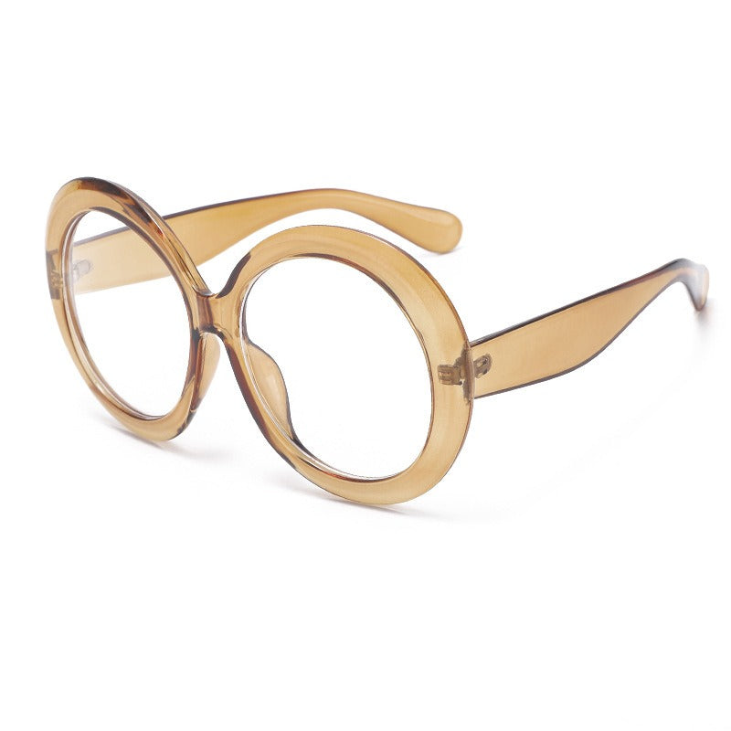 Oversized Round Sunglasses With Dual-Color Frames for Women