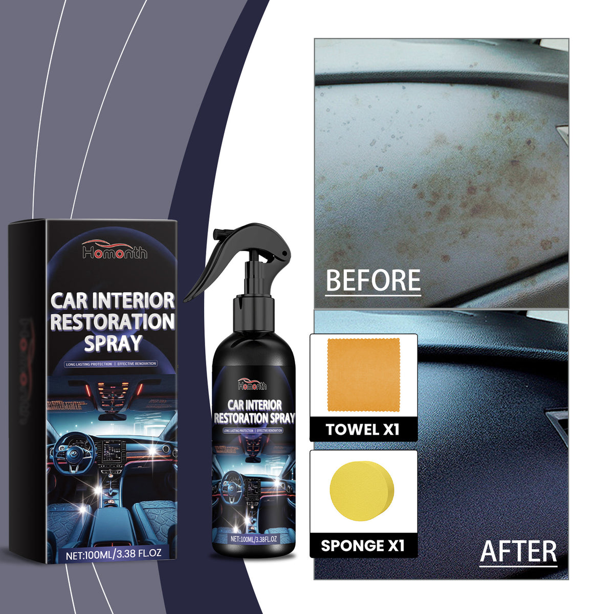 Car Interior Restoration Spray With Protective Finish