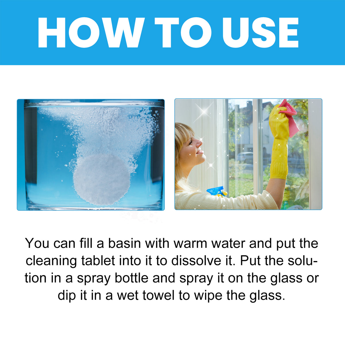 Glass Cleaning Tablets for Water Stains, Scale & Fog