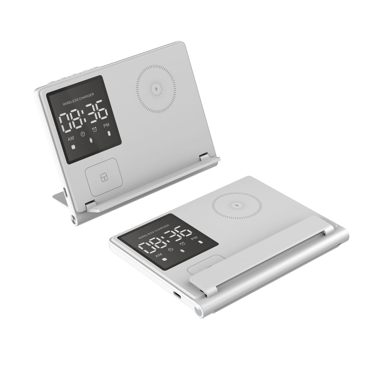 Foldable Wireless Charger Stand with Pixel LED Clock