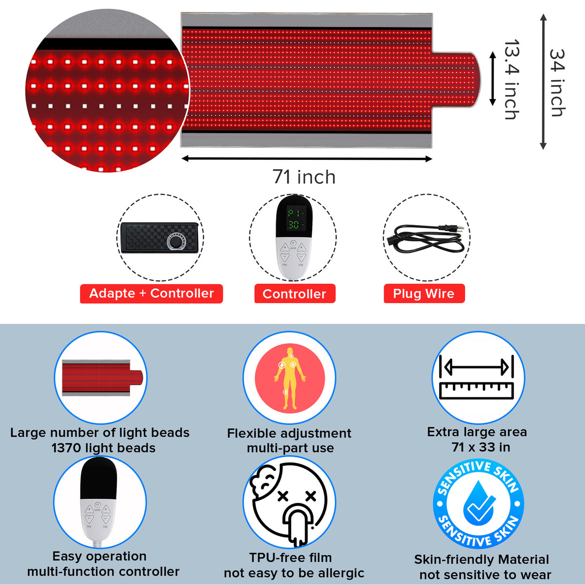 Red light therapy nursing, phototherapy mattress, pulse red