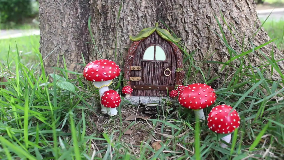 Fairy Garden Door & Mushroom Set for Outdoor Decor