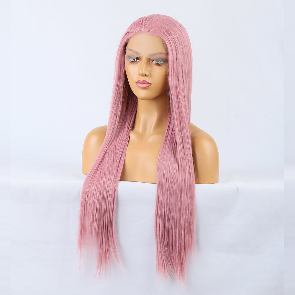 Synthetic Lace Wig: Long Ombre Pink Cosplay Style