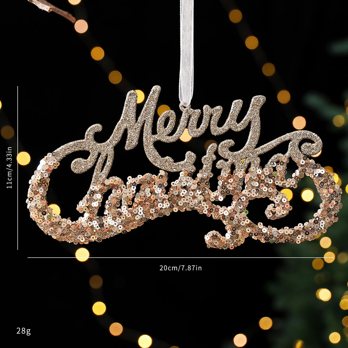Christmas Tree Ornaments Champagne Gold Sparkling Decor