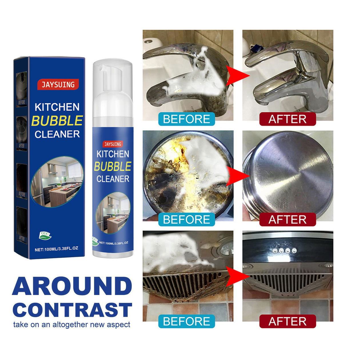 Kitchen Foam Cleaner for Heavy Grease, Stains & Grime