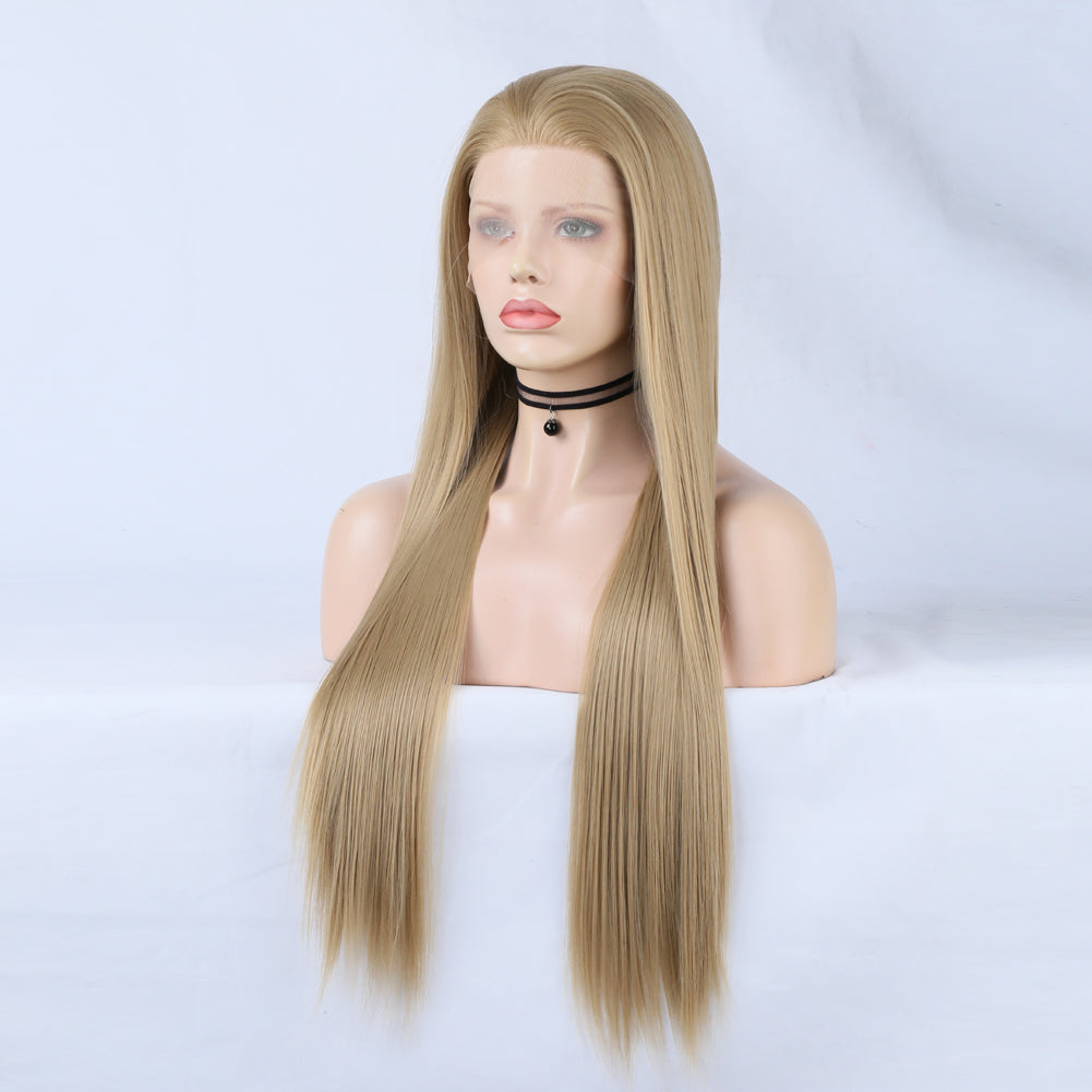 Lace Front Wig With Long Ombre Blonde Straight Hair