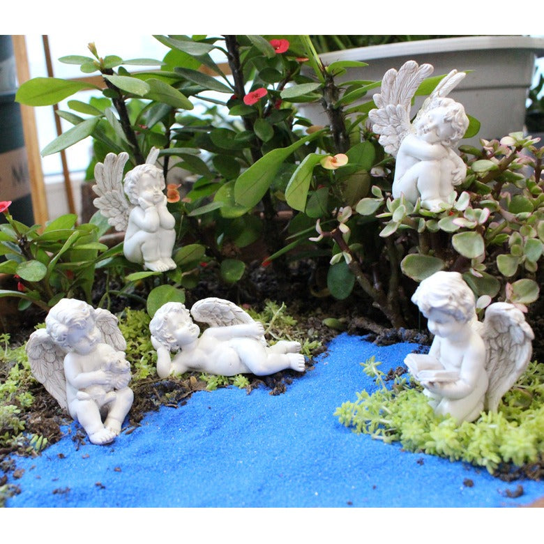 Fairy Garden Angel Figurines Set of 5 Resin Cherubs