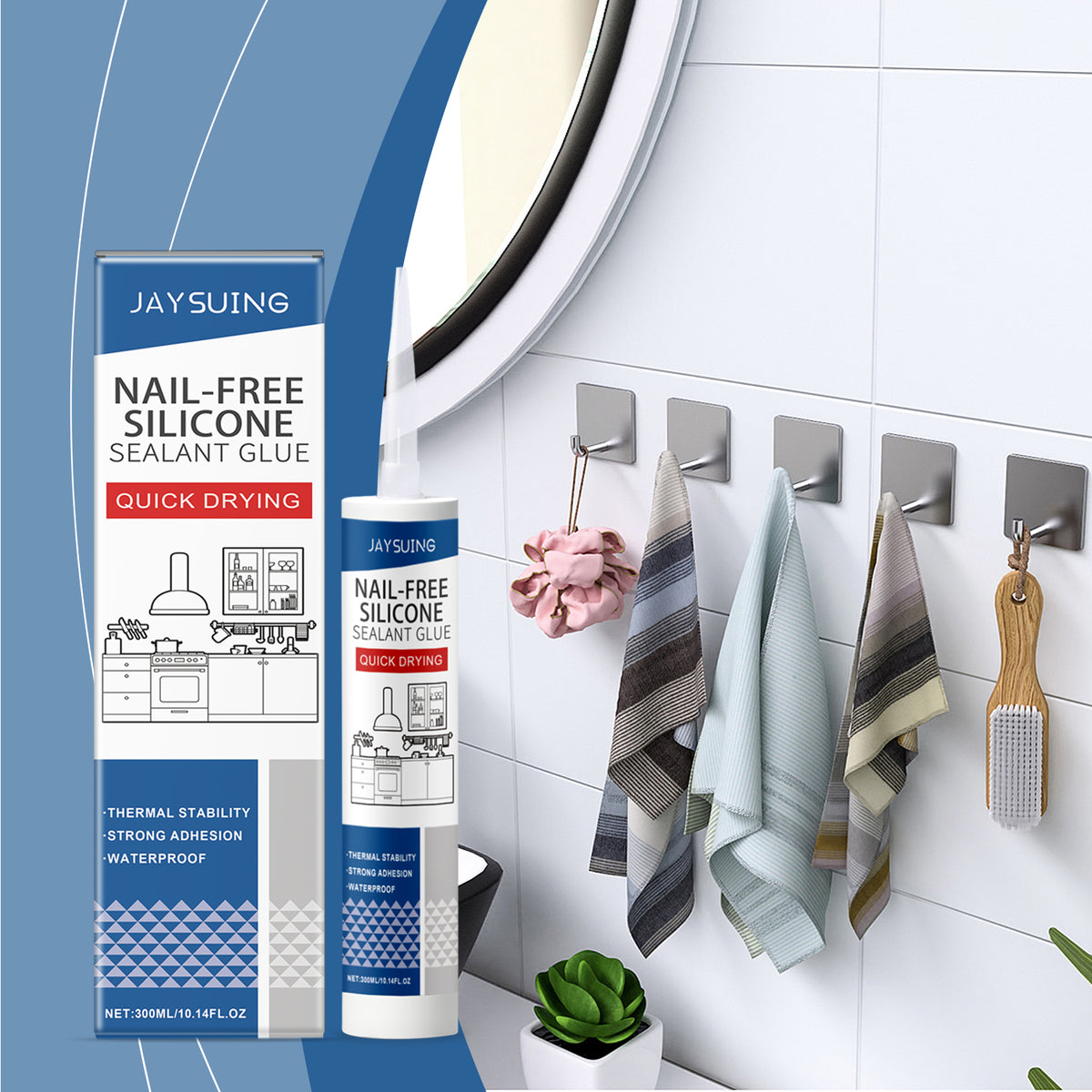 Nail-Free Silicone Sealant for Waterproof Home Mounting