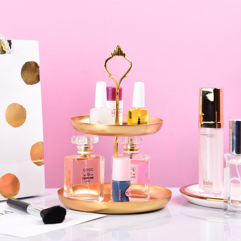 Two-Tier Gold Dessert Stand for Afternoon Tea