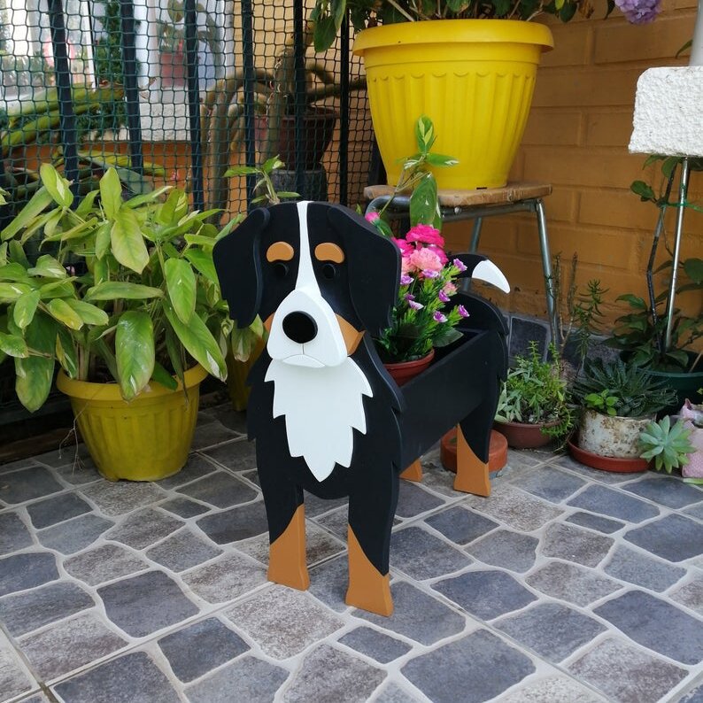 Dog Silhouette Flower Planter for Garden and Patio Decor