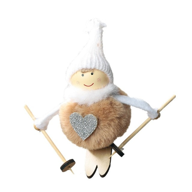 Christmas Angel Ski Plush Ornament for Cozy Holiday Décor