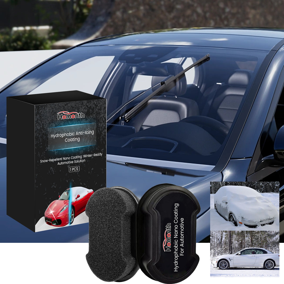 Car Glass Deicing Sponge With Hydrophobic Coating