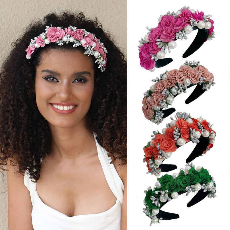 Baroque Pearl Flower Headband For Glamorous Style