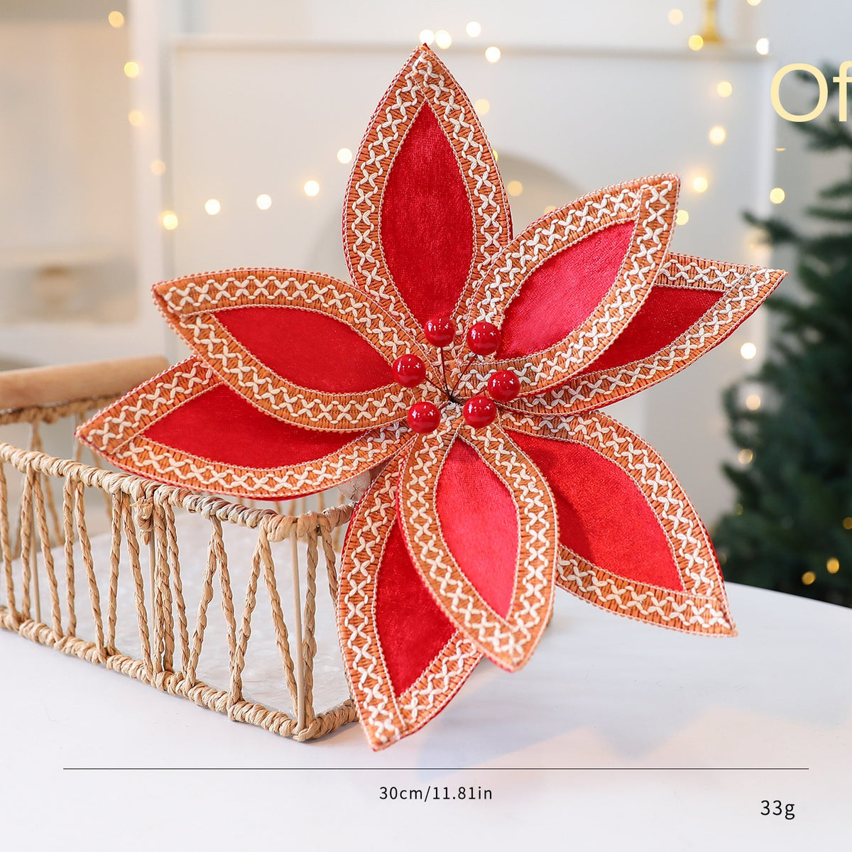 Faux Velvet Poinsettia Branches for Elegant Christmas Decor