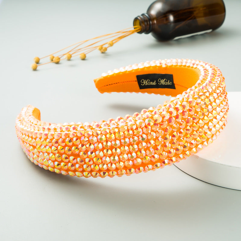 Wide Brim Headband With Full-Drill Sparkle Design